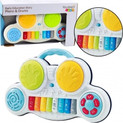 Interaktívne detské pianínko s bubnami a zvukmi zvieratiek