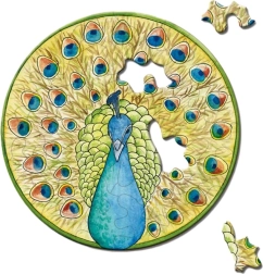 Okrúhle mini puzzle CURIOSI Picoli – páv, 33 dielikov