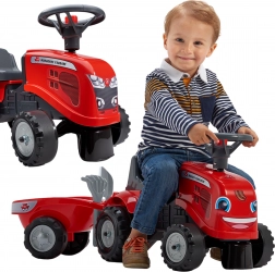 FALK detský traktor BABY MASSEY FERGUSON s prívesom a doplnkami, červený