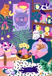 Puzzle Milovníčka mačiek 1000 dielikov