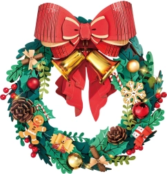 Svietiace 3D drevené puzzle adventný veniec ROBOTIME ROLIFE