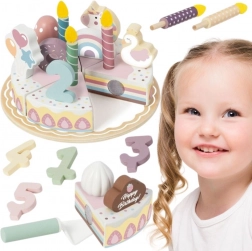 Tooky Toy drevená narodeninová torta na krájanie na suchý zips