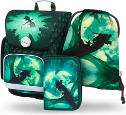 Školská sada BAAGL Ergo Drak: aktovka, peračník, vak