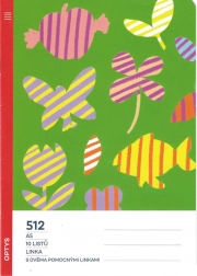 školský zošit A5 s pomocnými linkami pre prváčikov, 10 listov