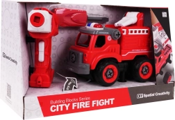 Rozoberateľné hasičské auto s náradím a diaľkovým ovládaním