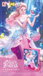 Puzzle 100 dielikov ružová princezná s trblietkami