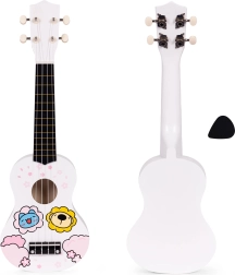 Detské drevené ukulele so 4 nylonovými strunami a trsátkom ECOTOYS