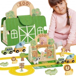 Tooky Toy mini zoo – prenosná drevená sada v kufríku