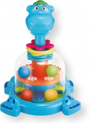 Dinosaurus s guľôčkami – pestrofarebný mechanický kolotoč pre deti