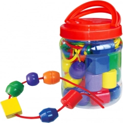 Veľké drevené korálky BABU na rozvoj motoriky a rozpoznávanie farieb