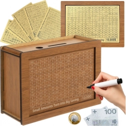 Drevená motivačná pokladnička RUHHY s kartami cieľov