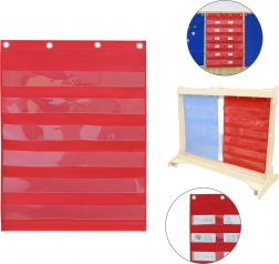 Textilný vreckový panel na kartičky MASTERKIDZ, červený