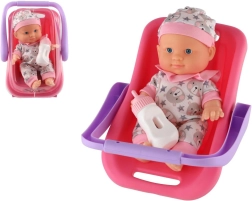 Bábika bábätko v nosiči s fľaštičkou 22 cm