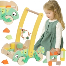 Klasický svet drevené chodítko Chameleon s kockami
