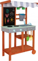 Drevená záhradná kuchyňa na kolieskach s príslušenstvom a kohútikom Lulilo Sableto