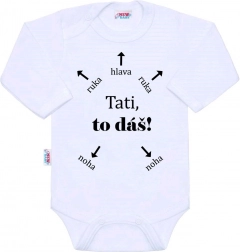Dojčenské bavlnené body s dlhým rukávom NEW BABY – Tati, to dáš!
