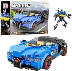 Stavebnica 2v1 robot a pretekárske auto, 328 dielikov, modrá