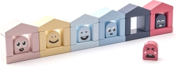 Cubika Pastel farebné domčeky – drevená stavebnica 30 dielov
