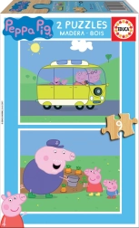 Educa drevené puzzle Prasiatko Peppa 2x9 dielikov