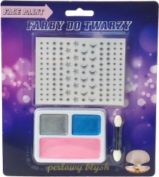 Detské perleťové farby na tvár so samolepkami, 3 farby