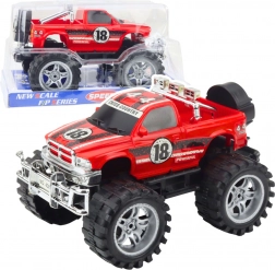 Terénne auto s pohonom zadných kolies, veľké kolesá, červené, 27 cm