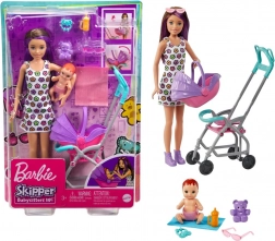 barbie skipper opatrovateľka – kočík s bábätkom a doplnkami