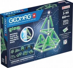 Sviace recyklované magnetické kocky 60 ks Geomag Glow