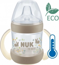 Učiaca dojčenská fľaša NUK for Nature s kontrolou teploty 150 ml hnedá (6–18 mesiacov)