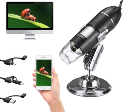 Digitálny USB mikroskop s LED, 1600× zväčšenie, 2 MP so statívom