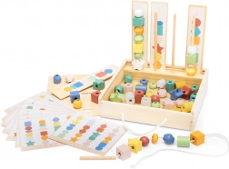 Drevená triediaca a navliekacia sada korálikov