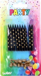 Sviečky so stojančekmi so zlatými bodkami, 10 ks