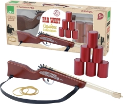 Vilac puška Divoký západ – drevená gumičková hračka so streľbou na plechovky