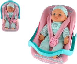 Bábika bábätko s mäkkým telíčkom v nosiči s cumlíkom 30 cm