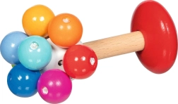 Drevené hrkálka s krúžkom dúhová - 1 kus