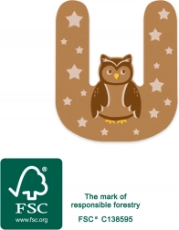 Drevené písmeno U malý foot