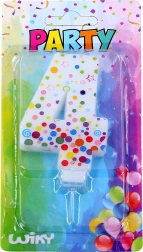 Párty sviečka na tortu číslo 4 s bodkami