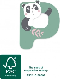 drevené písmeno P s pandou