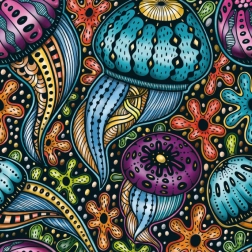 Štvorcové puzzle Q Life Farebné medúzy 72 dielikov