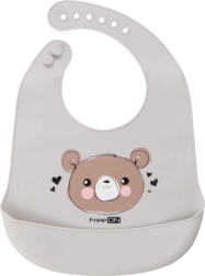 Silikónový podbradník Macko sivý