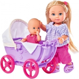 Bábika Evi Love s kočíkom a bábikou