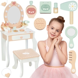 drevená toaletka s LED zrkadlom a stoličkou TOOKY TOY