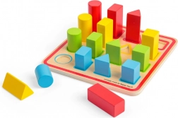 Bigjigs Toys drevená vkladačka s tvarmi, 16 dielikov (25 × 25 cm)