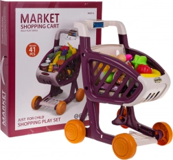 Interaktívny nákupný vozík so svetlami a hudbou, 41 dielov – Červená