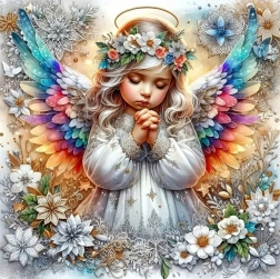 Diamantové maľovanie Anjelik s dúhovými krídlami 30x40cm