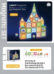 Magnetická 3D stavebnica so svetelnými diskami, 75 dielov