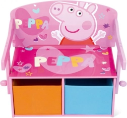 Detská lavica Peppa Pig 3 v 1 (lavica, písací stôl a box na hračky)