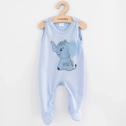 Dojčenské bavlnené dupačky New Baby Happy Elephant modré 80 (9–12 mesiacov)