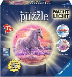 RAVENSBURGER svietiaci 3D puzzleball kôň na pláži, 72 dielikov