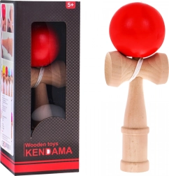 Drevená hračka Kendama s červenou guľou pre deti 3+ a dospelých