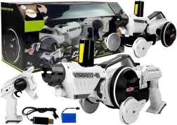 Zbraň a auto 2 v 1 na diaľkové ovládanie s penovými kotúčmi, biela 2.4G